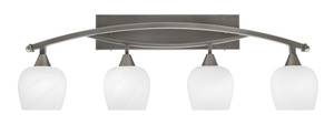 Bow 4 Light Bath Bar Shown In Brushed Nickel Finish With 6" White Marble Glass (174-BN-4811)