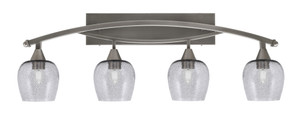Bow 4 Light Bath Bar Shown In Brushed Nickel Finish With 6" Smoke Bubble Glass (174-BN-4812)