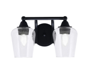 Paramount 2 Light Bath Bar In Matte Black Finish With 5" Clear Bubble Glass (3422-MB-210)