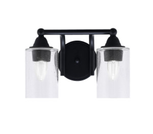 Paramount 2 Light Bath Bar In Matte Black Finish With 4" Clear Bubble Glass (3422-MB-300)