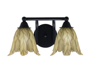 Paramount 2 Light Bath Bar In Matte Black Finish With 7" Vanilla Leaf Glass (3422-MB-1025)