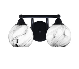 Paramount 2 Light Bath Bar In Matte Black Finish With 5.75" Onyx Swirl Glass (3422-MB-4109)