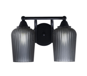 Paramount 2 Light Bath Bar In Matte Black Finish With 5" Smoke Textured Glass (3422-MB-4252)