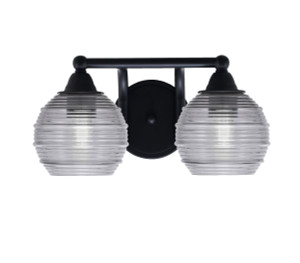 Paramount 2 Light Bath Bar In Matte Black Finish With 6" Smoke Ribbed Glass (3422-MB-5112)