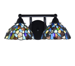 Paramount 2 Light Bath Bar In Matte Black Finish With 7" Blue Mosaic Art Glass (3422-MB-9955)