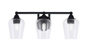 Paramount 3 Light Bath Bar In Matte Black Finish With 5" Clear Bubble Glass (3423-MB-210)