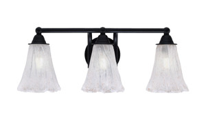 Paramount 3 Light Bath Bar In Matte Black Finish With 5.5" Fluted Italian Ice Glass (3423-MB-729)