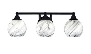 Paramount 3 Light Bath Bar In Matte Black Finish With 5.75" Onyx Swirl Glass (3423-MB-4109)