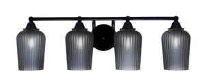 Paramount 4 Light Bath Bar In Matte Black Finish With 5" Smoke Textured Glass (3424-MB-4252)