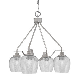 Odyssey Downlight, 4 Light, Chandelier In Brushed Nickel Finish With 6" Smoke Bubble Glass (2604-BN-4812)