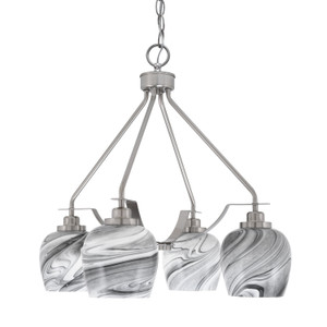 Odyssey Downlight, 4 Light, Chandelier In Brushed Nickel Finish With 6" Onyx Swirl Glass  (2604-BN-4819)