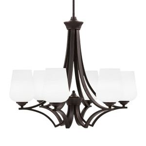 Zilo Uplight, 6 Light, Chandelier In Dark Granite Finish With 5" White Muslin Glass (566-DG-211)