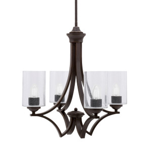 Zilo Uplight, 4 Light, Chandelier In Dark Granite Finish With 4" Clear Bubble Glass (564-DG-300)