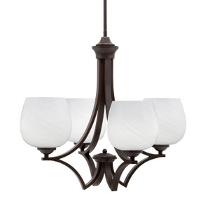 Zilo Uplight, 4 Light, Chandelier In Dark Granite Finish With 6" White Marble Glass (564-DG-4811)
