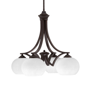 Zilo Downlight, 4 Light, Chandelier In Dark Granite Finish With 7" White Muslin Glass (568-DG-212)