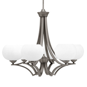 Zilo Uplight, 6 Light, Chandelier In Graphite Finish With 7" White Muslin Glass (566-GP-212)