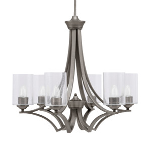Zilo Uplight, 6 Light, Chandelier In Graphite Finish With 4" Clear Bubble Glass (566-GP-300)