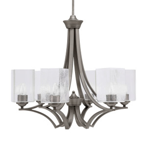 Zilo Uplight, 6 Light, Chandelier In Graphite Finish With 4" Clear Bubble Glass (566-GP-530)