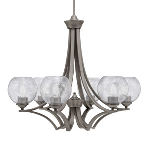 Zilo Uplight, 6 Light, Chandelier In Graphite Finish With 5.75" Smoke Bubble Glass (566-GP-4102)