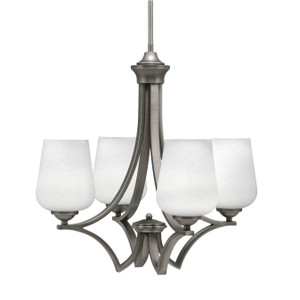 Zilo Uplight, 4 Light, Chandelier In Graphite Finish With 5" White Muslin Glass (564-GP-211)