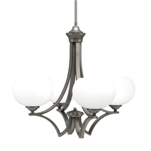Zilo Uplight, 4 Light, Chandelier In Graphite Finish With 7" White Muslin Glass (564-GP-212)
