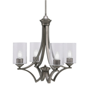 Zilo Uplight, 4 Light, Chandelier In Graphite Finish With 4" Clear Bubble Glass (564-GP-300)