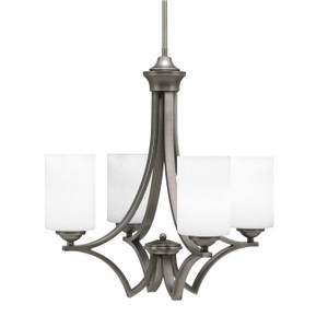 Zilo Uplight, 4 Light, Chandelier In Graphite Finish With 4" White Muslin Glass  (564-GP-310)