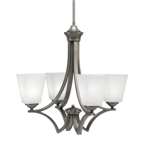 Zilo Uplight, 4 Light, Chandelier In Graphite Finish With 4.5" White Muslin Glass (564-GP-460)