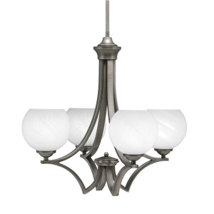 Zilo Uplight, 4 Light, Chandelier In Graphite Finish With 5.75" White Marble Glass (564-GP-4101)