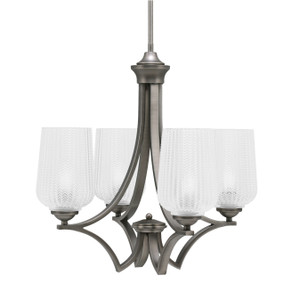Zilo Uplight, 4 Light, Chandelier In Graphite Finish With 5" Clear Textured Glass (564-GP-4250) Zilo Uplight, 4 Light, Chandelier In Graphite Finish With 5" Clear Textured Glass (564-GP-4250)