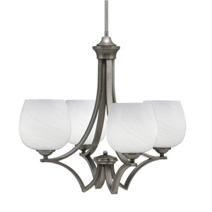 Zilo Uplight, 4 Light, Chandelier In Graphite Finish With 6" White Marble Glass (564-GP-4811)