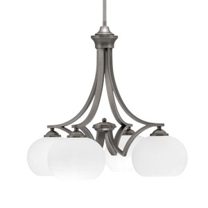 Zilo Downlight, 4 Light, Chandelier In Graphite Finish With 7" White Muslin Glass (568-GP-212)