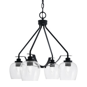Odyssey Downlight, 4 Light, Chandelier In Matte Black Finish With 6" Clear Bubble Glass (2604-MB-4810)