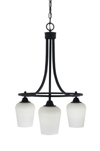 Paramount Downlight, 3 Light, Chandelier In Matte Black Finish With 5" White Muslin Glass (3413-MB-211)