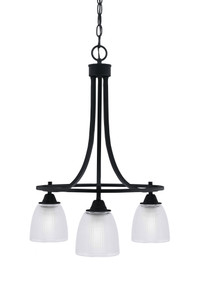 Paramount Downlight, 3 Light, Chandelier In Matte Black Finish With 5" Clear Ribbed Glass (3413-MB-500)