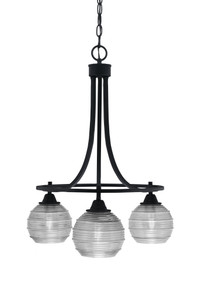 Paramount Downlight, 3 Light, Chandelier In Matte Black Finish With 6" Clear Ribbed Glass (3413-MB-5110)