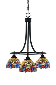 Paramount Downlight, 3 Light, Chandelier In Matte Black Finish With 7" Lynx Art Glass (3413-MB-9445)