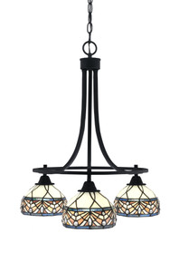 Paramount Downlight, 3 Light, Chandelier In Matte Black Finish With 7" Royal Merlot Art Glass (3413-MB-9485)