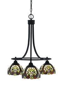 Paramount Downlight, 3 Light, Chandelier In Matte Black Finish With 7" Ivory Cypress Art Glass (3413-MB-9945)