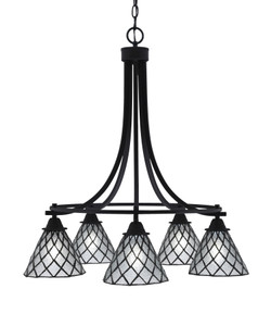 Paramount Downlight, 5 Light, Chandelier In Matte Black Finish With 7" Diamond Ice Art Glass (3415-MB-9185)