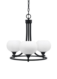 Paramount Uplight, 3 Light, Chandelier In Matte Black Finish With 7" White Muslin Glass (3403-MB-212)