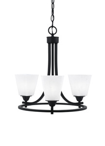 Paramount Uplight, 3 Light, Chandelier In Matte Black Finish With 4.5" White Muslin Glass (3403-MB-460)