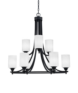 Paramount Uplight, 9 Light, Chandelier In Matte Black Finish With 4" White Marble Glass (3409-MB-3001)