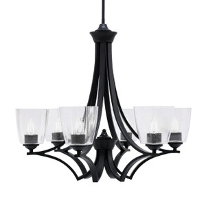 Zilo Uplight, 6 Light, Chandelier In Matte Black Finish With 4.5" Clear Bubble Glass (566-MB-461)