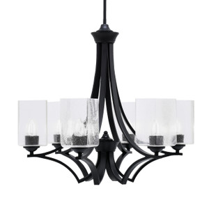 Zilo Uplight, 6 Light, Chandelier In Matte Black Finish With 4" Clear Bubble Glass (566-MB-530)