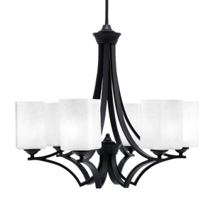 Zilo Uplight, 6 Light, Chandelier In Matte Black Finish With 4" White Muslin Glass (566-MB-531)