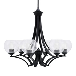 Zilo Uplight, 6 Light, Chandelier In Matte Black Finish With 5.75" Clear Bubble Glass (566-MB-4100)