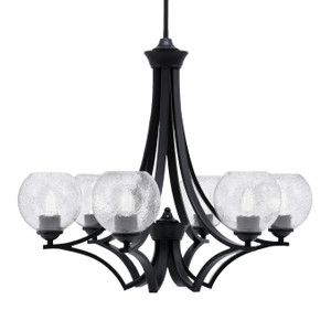 Zilo Uplight, 6 Light, Chandelier In Matte Black Finish With 5.75" Smoke Bubble Glass (566-MB-4102)