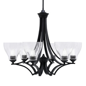 Zilo Uplight, 6 Light, Chandelier In Matte Black Finish With 6.25" Clear Bubble Glass (566-MB-4760)