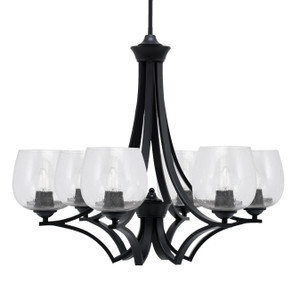 Zilo Uplight, 6 Light, Chandelier In Matte Black Finish With 6" Clear Bubble Glass (566-MB-4810)